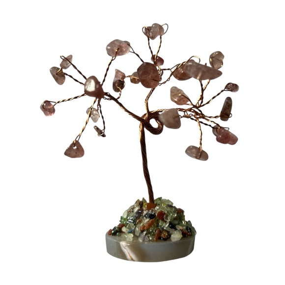 Other - Natural Rose Quartz Copper Wire Wrapped Tree Of Life